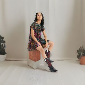 Free People Strawberry Fields Dress Womens  Colorful Swingy Boho  SZ L